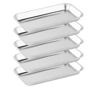 NZZVNZ 5 Piezas Bandejas de Instrumentos,pequeñas bandejas rectangulares,Bandeja Rectangular de Acero Inoxidable para Laboratorio Mesa Cocina (23x12x3cm)