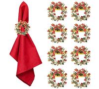 NZZVNZ 8pcs Servilleteros Navideños,Servilleteros Dorados NapkinRings Aro Servilletas Aro Guardanapos Servilleteros Individuales Anillos de Servilletas Servilletero Mesa Decoración para Navidad