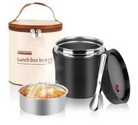 NZZVNZ Fiambrera Térmica de 1200 ml, Termo para Comida 304 de acero inoxidable, Fiambrera Térmica para Alimentos con Cuchara Plegable, Recipiente Térmico para Alimentos para Trabajo, Escuela