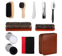 NZZVNZ Kit de Cuidado de Limpieza de Zapatos de Cuero, 12 Piezas Limpiador de Zapatos, Juego de 12 Cepillos para Limpiar Zapatos Crema para Zapatos Negro y Blanco