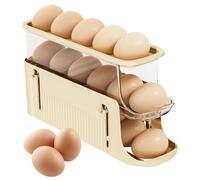 NZZVNZ Organizador Huevos Nevera, Dispensador de Huevos de 3 Niveles, Soporte para Huevos, Dispensador Huevos Rodante, Caja de Huevos Extensible para 17 Huevos