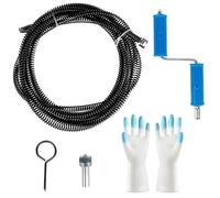 NZZVNZ Sonda desatascadora de tubos de 10 mm x 5 m de espiral, 1 adaptador manual y 1 adaptador eléctrico, espiral para la limpieza de tubos, sonda para desatascar fregaderos y desagües, desagüe en