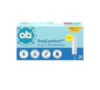 o.b. 24 unidades de tampones normales ProComfort NUEVO, fácil de aplicar y quitar tampón, para sangrado medio o intenso, interior del tampón hecho de materiales 100% de origen vegetal