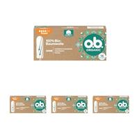 o.b. Organic Super (16 unidades), tampones orgánicos para días fuertes hechos de 100% algodón orgánico con ranuras curvadas para una protección fiable y natural (Paquete de 4)