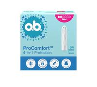 o.b. ProComfort Mini Tampones 64 piezas NUEVO, fácil de aplicar y quitar el tampón, para sangrado débil y moderadamente intenso, interior del tampón hecho de materiales 100% de origen vegetal