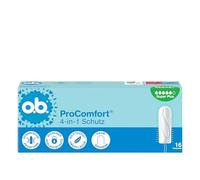 o.b. ProComfort Super Plus - Tampones de protección 4 en 1 (5 x 16 unidades) con punta extra suave para una fácil inserción y hasta 100% protección contra fugas, ideal para deportes y uso diario