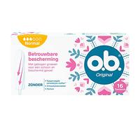 o.b. Tampones normales originales para días menstruales medianos y pesados, con tecnología StayDry y ranuras curvas para una protección fiable y una sensación de pureza, 16 unidades