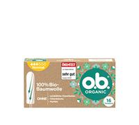 o.b. Tampones orgánicos normales (16 unidades), 100% algodón orgánico con ranuras curvadas para días medios/fuertes, clasificado por Eco-Test "muy bueno", para una protección fiable durante el periodo