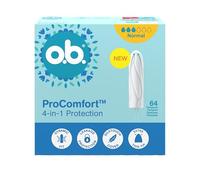 o.b. Tampones ProComfort normales 64 piezas NUEVO, fácil de aplicar y quitar tampón, para sangrado medio o intenso, interior del tampón hecho de materiales 100% de origen vegetal
