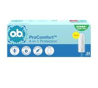 o.b. Tampones ProComfort Super Plus 24 piezas NUEVO, fácil de aplicar y quitar tampón, para sangrado muy abundante, interior del tampón hecho de materiales 100% de origen vegetal
