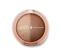 Aura by Helena Coelho Colorete Duo Blush Tan-Tastic en Polvo Maquillaje Mujer | Alta Pigmentación, Brillo satinado, Efecto Glow | Bicolor con Partículas de Brillo Doradas 9g