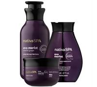 O Boticário Nativa SPA Uva Merlot Set Regalo para Mujer | Crema Vainilla Corporal 400ml, Aceite Corporal Hidratante 200ml y Exfoliante Corporal 200ml