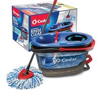 O-Cedar EasyWring RinseClean Sistema de Limpieza de Suelos con Cubo y fregona giratoria de Microfibra, Color Gris