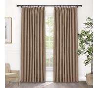 o Cortinas opacas 100 % opacas de 52 x 96 pulgadas, cortinas plisadas de lino para dormitorio, sala de estar, guardería, paneles térmicos de ventana con ganchos y alzapaños, estilo granja