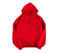 O-cuello mujer manga casual manga larga impresión sudaderas larga adolescente blusa mujer camiseta mujer manga corta, rojo, S