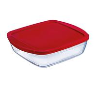 Ô Cuisine Fiambrera Cuadrada con Tapa Cook & Store 25 x 22 x 5 cm Rojo 2,2 L Silicona Vidrio (5 Unidades)