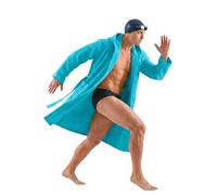 o-day Albornoz de hombre con nido de abeja y albornoz de mujer de nido de abeja 100% algodón, ultraligero y compacto, con capucha y cinturón - Gimnasio, piscina y viaje, azul turquesa, XXL