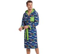 o-day Pierre Cardin - Albornoz de hombre de microfibra ligero que ahorra espacio con manga de solapa, capucha y cinturón M-XXL, M