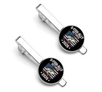 O-Fish-Ally Retired 2026 Fishing USA Tie Clips for Men Silver Necktie Round Tie Pins Set of 2 Pins for Tie for Wedding Anniversary Business Graduate