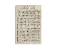 O Holy Night - Hoja de música de Navidad para pared, lienzo, impresiones en lienzo, póster para sala de estar, dormitorio, baño, oficina, decoración del hogar, 50 x 75 cm