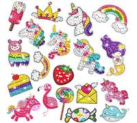 O-Kinee 20 Piezas 5D Diamond Painting Pegatinas Kits para Niños, Unicornio Sirena DIY Pegatinas de Diamante Pintura Diamantes Stickers Mosaicos Dibujo de Diamantes Pegatinas