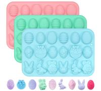 O-Kinee 3 Pcs Moldes de Silicona de Pascua, Molde Chocolate Huevos de Pascua, Moldes Silicona Reposteria, Pascua Molde de Silicona Conejo, Pascua Molde para Chocolate Pastel Gelatina Caramelos