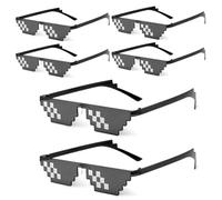 O-Kinee 6 Pares Gafas de Mosaico de píxeles,Gafas de Sol Thug Life,Gafas MLG Gafas de píxeles Gafas de Sol píxeles,Juguetes Divertidos Gafas de Sol Mosaic Ideales para Fiestas y decoración de Fotos