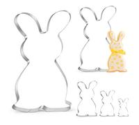 O-Kinee Cortador Galletas Pascua, Acero Inoxidable Cookie Cutters Molde, 5 Piezas - Conejo, Regalo Ideal de Pascua