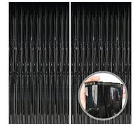 O-Kinee Cortina de Oropel,2 Pack Negro Cortinas Metálicas de Oropel, Metálica Foil Fringe Cortinas Flecos Dorados Cortina de Borla para Decoración Pared Fiestas Cumpleaños Navidad Boda (1m x 2m)
