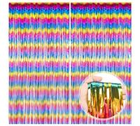 O-Kinee Cortina de Oropel,2 Pack Vistoso Cortinas Metálicas de Oropel, Metálica Foil Fringe Cortinas Flecos Dorados Cortina de Borla para Decoración Pared Fiestas Cumpleaños Navidad Boda (1m x 2m)-1