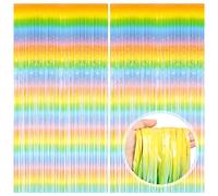 O-Kinee Cortina de Oropel,2 Pack Vistoso Cortinas Metálicas de Oropel, Metálica Foil Fringe Cortinas Flecos Dorados Cortina de Borla para Decoración Pared Fiestas Cumpleaños Navidad Boda (1m x 2m)