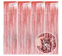 O-Kinee Cortina de Oropel, 4 Pack Oro Rosa Metálica Foil Fringe Cortinas, Cortinas Flecos Fiesta Boda Cumpleaños Navidad Foto de la Cabina Decoración de la Cortina de la Puerta (1m x 2m)