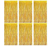 O-Kinee Cortina de Oropel Oro,Metálica Foil Fringe Cortinas Flecos,6Piezas Brillante Metálico Cortina Cumpleaños,Aluminio Lamina Cortinas Dorada Fiesta Puerta Ventanas Decoración(1m*2m)
