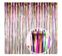 O-Kinee Cortina de Oropel Vistoso,2 Pack Cortinas Metálicas de Oropel, Metálica Foil Fringe Cortinas Flecos Dorados Cortina de Borla para Decoración Pared Fiestas Cumpleaños Navidad Boda (1m x 2m)