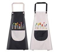 O-Kinee - Delantal infantil, 2 piezas, delantal infantil con bolsillos, delantal de pintura infantil, ajustable para niños, niñas, artesanías, pintura, cocina, color negro y gris