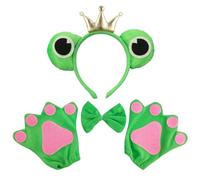 O-Kinee Diadema de Rana Set con Guantes y Pajarita, Diadema para el Pelo orona Rana,Rana príncipe Diadema, Diadema de Rana para Disfraz para Carnaval, Disfraz Rana niña para Cosplay de Animales
