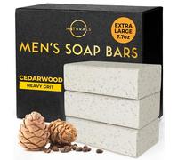 O NATURALS 7.76 oz (3PC) Exfoliating Soap Bar Cedarwood - Heavy Grit Mens Soap - All Natural Exfoliation for Men - Apricot Kernels - Moisturizing Mens Face Bar Soap