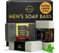 O Naturals Jabón en Barra para Hombre - 3 Piezas - Jabón Natural para Hombre - Jabón Corporal para Hombre - Jabón Orgánico para Hombre - Jabón Exfoliante en Barra - Negro Africano, Cedro, Menta