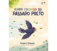 O voo colorido do pássaro preto