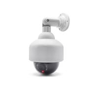 O&W Security Set de 2 cámaras señuelo Speed-Dome, LED Intermitente Estilo IR + Sensor, Resistentes al Agua con Visera, Soporte 360°, Incluye Accesorios y Pegatinas.