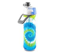 O2COOL Mist 'N Sip - Botella de agua 2 en 1 con función de niebla y sorbo sin fugas -Tie Dye Blue