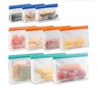 O2frepak 10 paquetes de bolsas de almacenamiento de grado alimentario de congelador reutilizables,Bolsas de bocadillos de almuerzo de sándwich libres de BPA a prueba de fugas