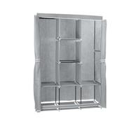 O91 Armario Ropero de Tela Triple con Cortinas Correderas Blanco/Gris 118x45x169cm