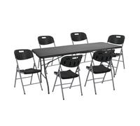 O91 Conjunto Plegable Mesa 180cm y 6 Sillas con Asa Catering O91