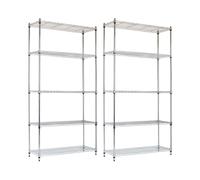 O91 Pack 2 Estanterías de Varilla de 5 Niveles 125kg 182.8x91.4x35.5cm O91