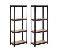 O91 Pack 2 Estanterías Modulares Metálicas con 4 Baldas 240kg 60x30x148cm O91