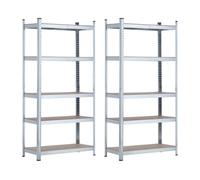 O91 Pack 2 Estanterías Modulares Metálicas con 5 Baldas 875kg 90x40x180cm O91