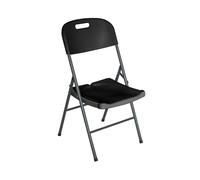 Silla Plegable Orion91 47x58x87cm, Negra, Resina y Acero, Ahorro de Espacio, Uso Exterior, Incluye Asa de Transporte