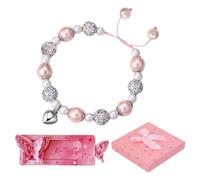 OAAO 1 Pulsera De Amor con Cuentas, 1 Caja De Regalo Y 1 Tarjeta De Felicitación De Mariposa Extensible, Estilo Lindo Y Romántico, Adecuado para El Uso Diario Y La Vestimenta.