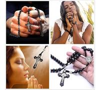 OAAO 2 Piezas De Cadenas Cruzadas De Madera, Cadenas Católicas para Hombres, Joyas Religiosas, Regalos para Oraciones Piadosas.